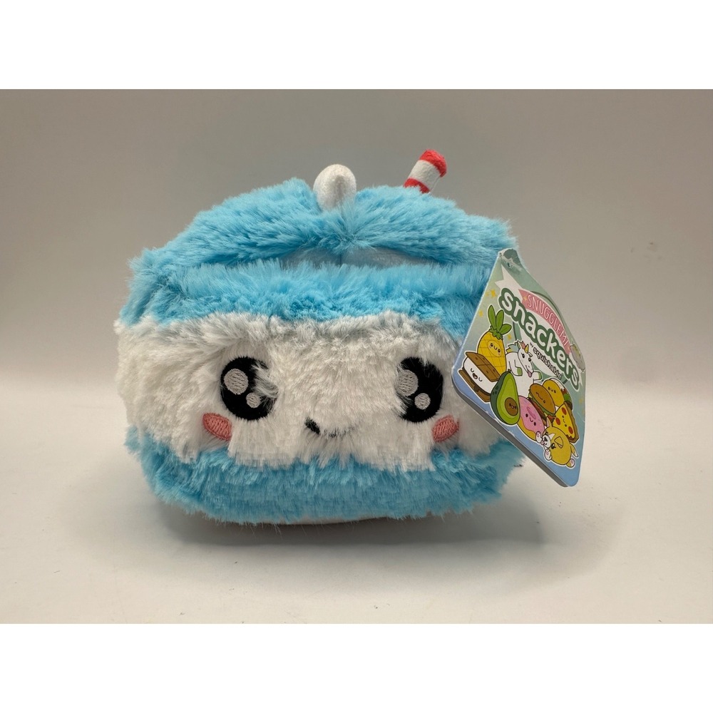 Squishable Snugglemi Snackers 5" Blue Plush Milk Carton Plush with Tags Straw